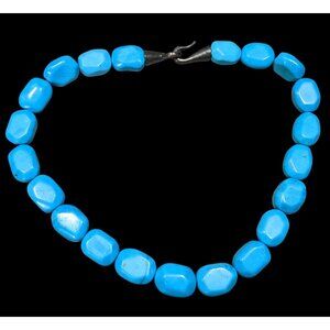 Handmade Blue Stone Beaded With Sterling Silver Clasp